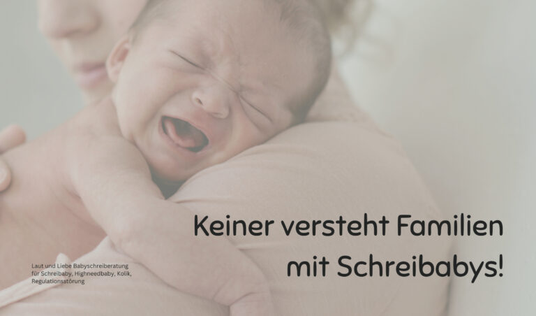 Keiner versteht es, warum Du Eltern von Schreibabys nicht verstehst. Laut und Liebe Babyschreiberatung für Schreibaby, Highneedbaby, Kolik, Dreimonatskoliken, Regulationsstörung.